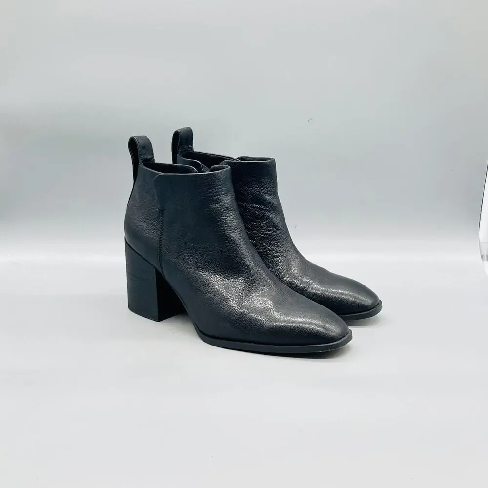 Vionic Boots Womens 8 Black Leather Lyssa Ankle Zip Block Heel Booties Shoes